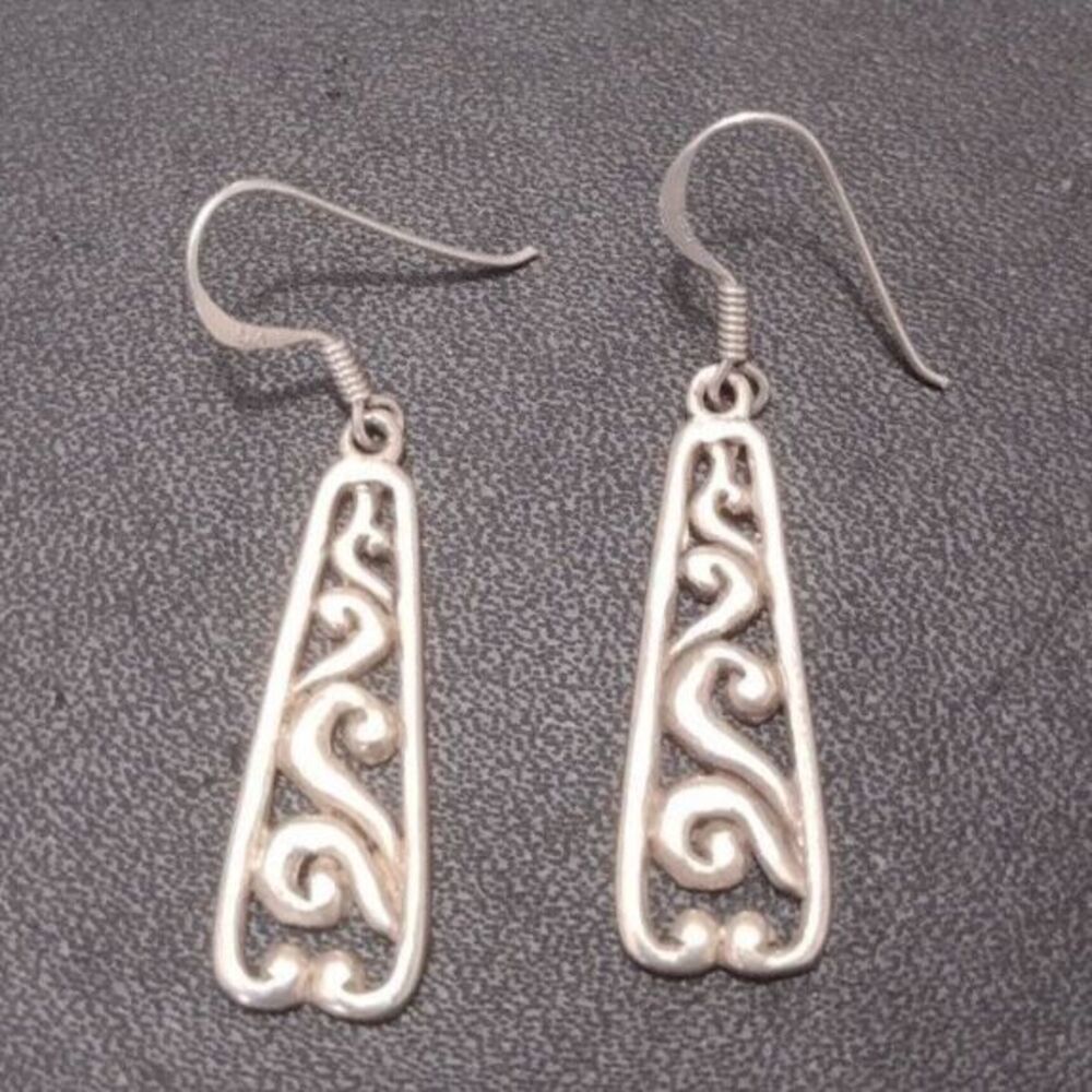 Sterling silver swirly lattice earrings - Picture 2 of 8